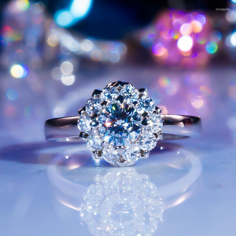 

Cluster Rings CHENJI Floral Diamond Ring Sunflower Moissanite Wedding
