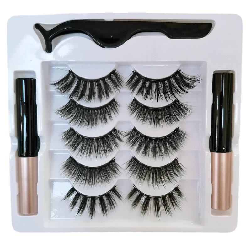 

False Eyelashes Natural Magnetic With 5 Lashes Handmade Reusable Support Drop