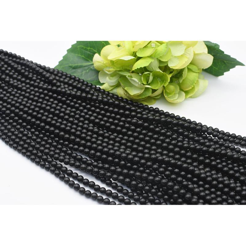 

Beads Other 6-12mm Natural Smooth Black Agate Round Stone For DIY Bracelet Necklace Jewelry Making Strand 15"Other