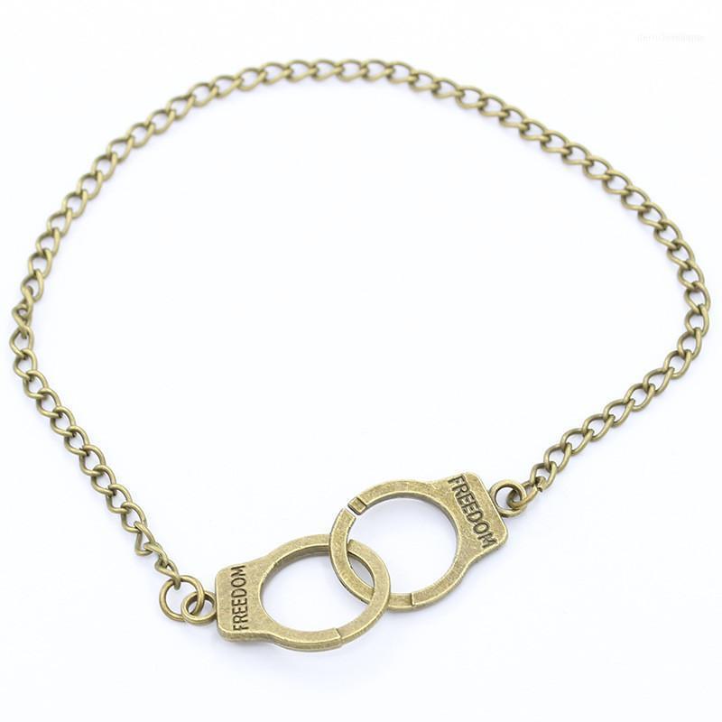 

Chains European And American Fashion Retro Handcuffs Necklace Simple Letter Bracelet Clavicle Chain1