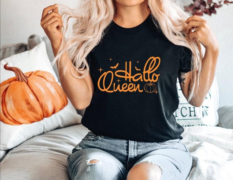

Women' T Shirts Halloween Queen Trick Or Treat Party Fall Clothing Funny Costume Cotton Short Sleeve Top Tees O Neck Unisex Drop, Black