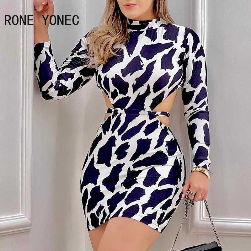 

Casual Dresses Women Sexy Elegant Turtleneck Long Sleeves Leopard Pattern Midriff Bodycon Mini Sexy Party Dresses Z0216, Multi