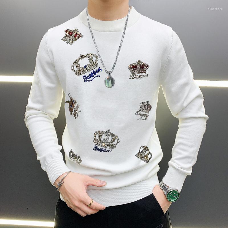 

Men's Sweaters Winter Men's High-Quality Cashmere Warmth Diamond Brand Knitting Exquisite Tops Pullovers Custom Black And White, As shown asian size