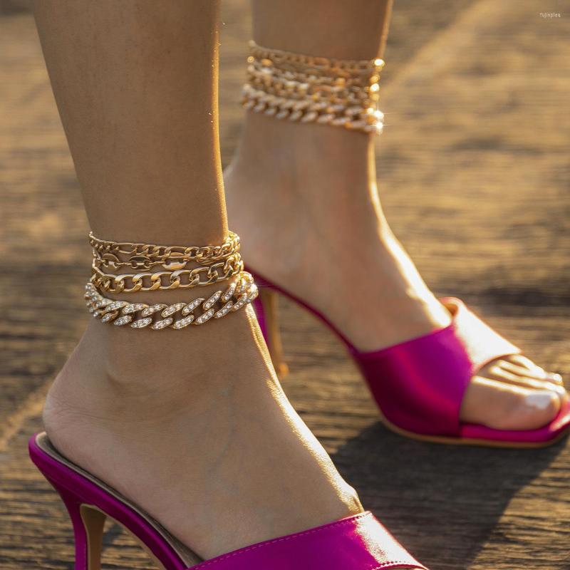 

Anklets DN1511 Women Fashion Multi Layer Chain Anklet Set Jewelry