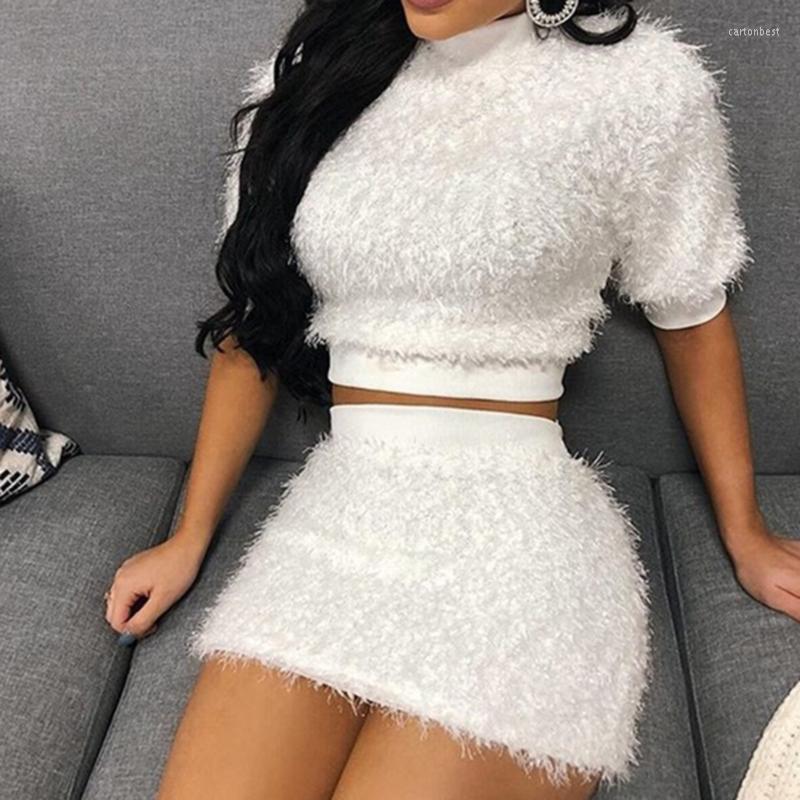 

Work Dresses Two Piece Set Women Sweater Pencil Skirt Suit Long Sleeve Fleece Crop Tops Bodycon 2 Pieces Knitted Tracksuit, Gray only skirt