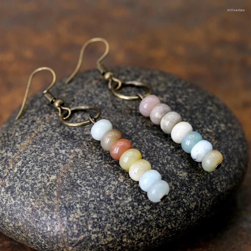 

Dangle Earrings 4Unik Jasper Stone Ethnic Circle Natural Designer Bohemian European Jewelry Drop 4UN-E021