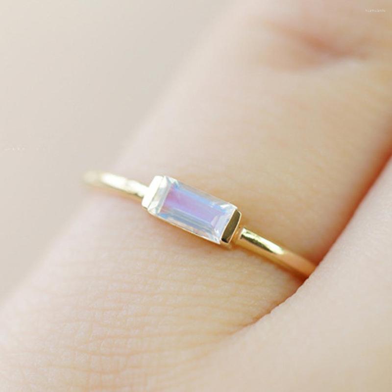 

Cluster Rings High Quality 925 Sterling Silver Baguette Cut 3x6mm Natural Blue Moonstone Ring For Women Gift