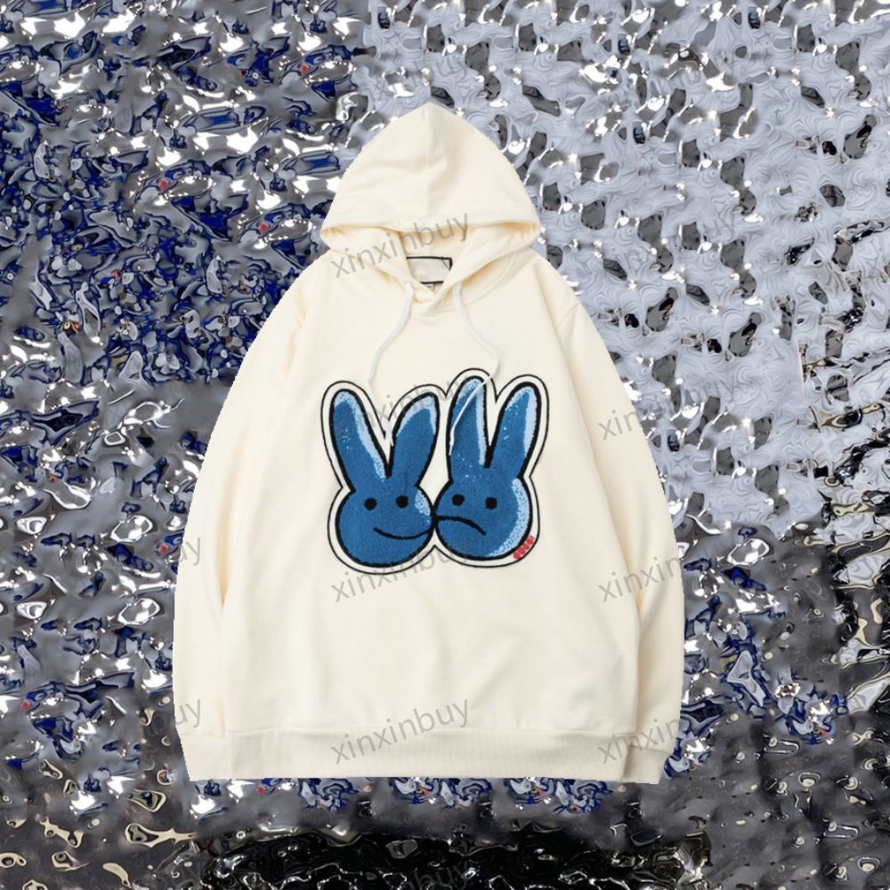 

xinxinbuy Men designer hoodie Sweater Towel embroidery rabbit cotton casual fashion women black white green S-XL, 01