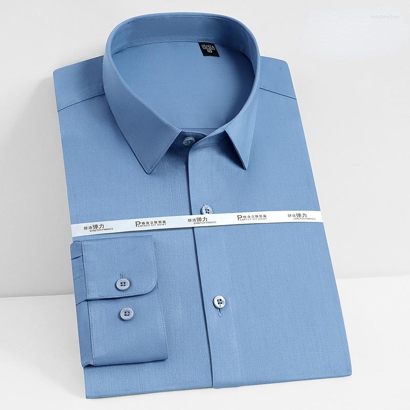 

Men's Casual Shirts Soft Cozy Longsleeve Shirt For Men Work Formal 51.5% Bamboo Fiber Elastic White Business Non-iron Breathable, 118-2