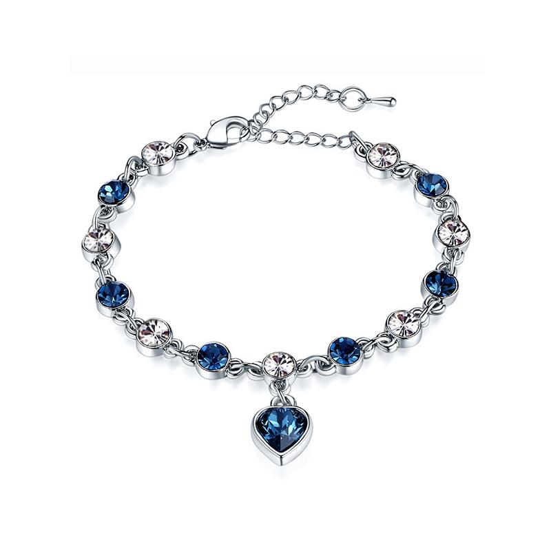 

Strand Beaded Strands Blue Friend Bracelet With Preciosa Czech Crystals Heart Round Beads Chain Charm Hand Jewelry For Woman Mom PartyBeaded