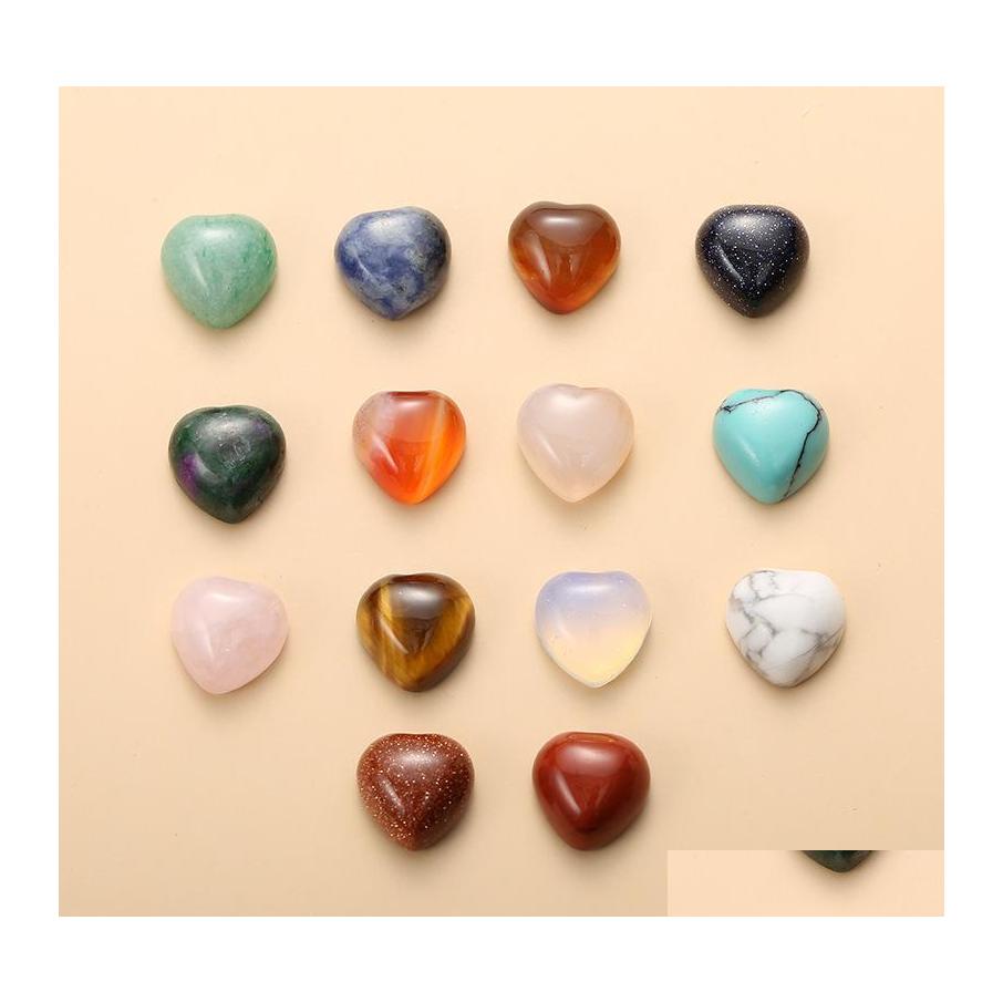 

Stone 10Mm Heart Natural Crystal Cabochon Loose Beads Opal Rose Quartz Turquoise Stones Face Healing Necklace Vipjewel Drop Delivery Dhecm
