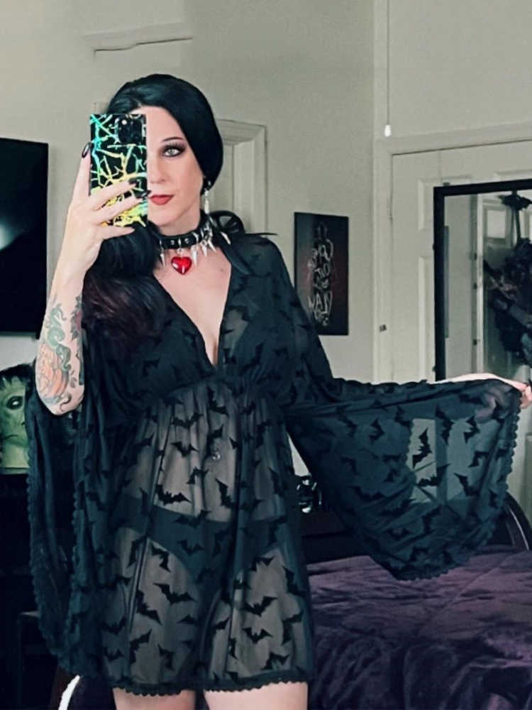 

Casual Dresses Yangelo Grunge Aesthetic Women Sexy See Through Dress Balck Goth Lace Vestios for E Girls Chiffon Graphic Bat Nigh Club Clothes L230217, Pu corset belt