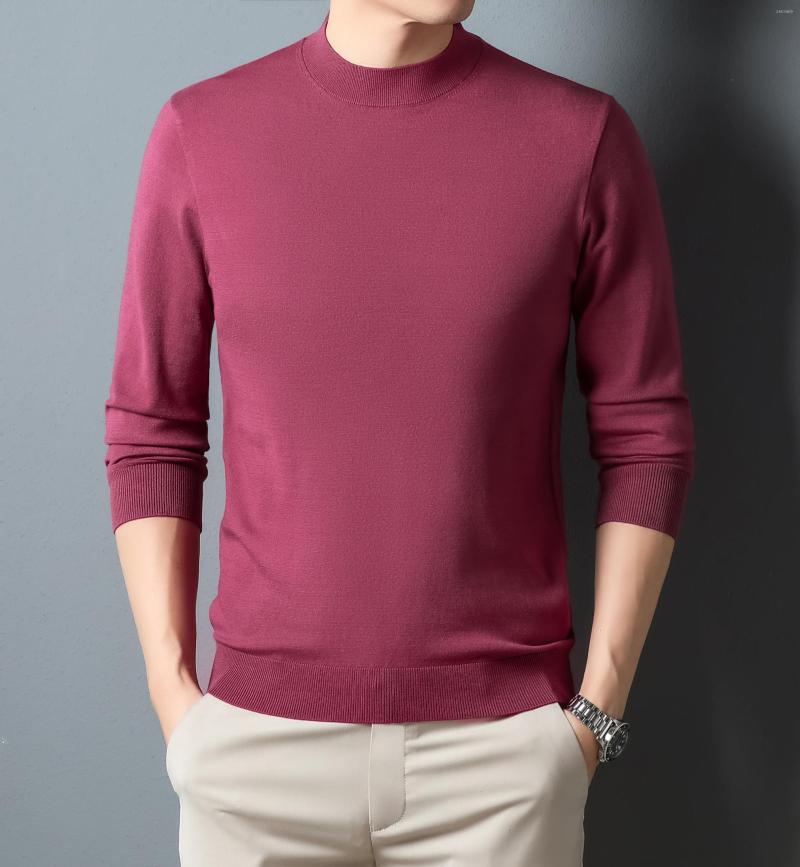 

Men' Sweaters Arrival Mens Sweater Autumn & Winter Mock Neck Knitwear Long Sleeve Male KnIT Clothes Pure Color Sweates Pullover, Black