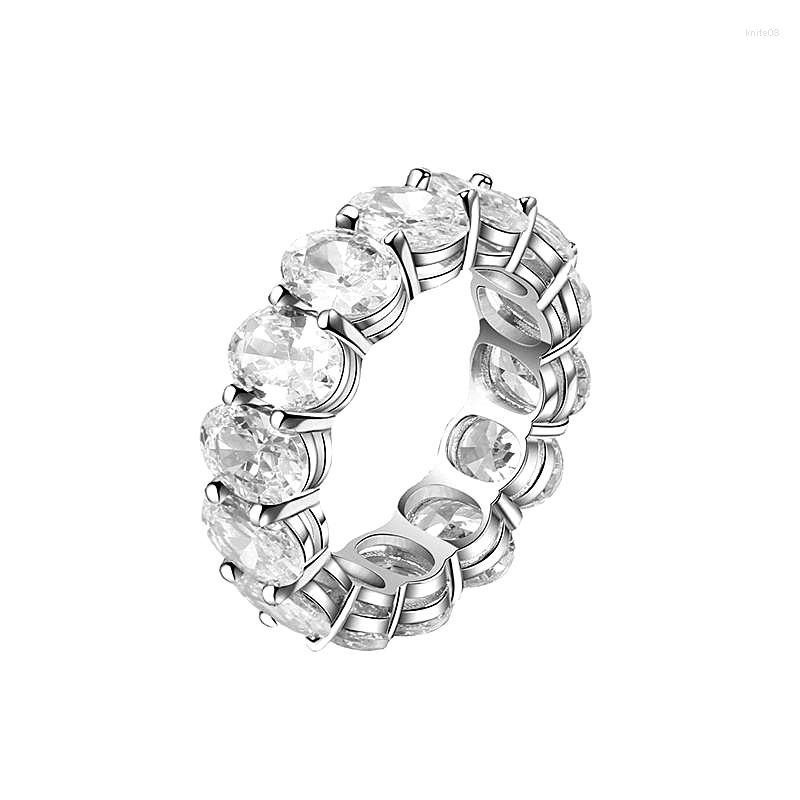 

Cluster Rings Women's 925 Sterling Silver Ring Handmade Claw Set Oval Zircon Fashion Jewelry Couple Gift From Europe And America