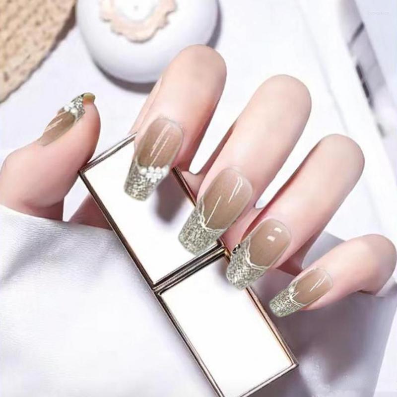 

False Nails 1 Set Fashion High Gloss Artificial Stick On Fake Nail Tip Extending DIY, Green