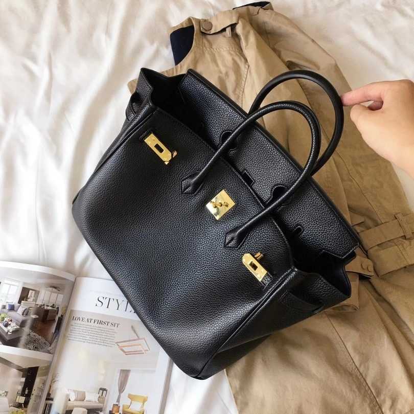 

Women's Bag 2023 Trend Luxury Designer classic pattern layer hand fashion leather bag for women 50%off Black White Purses Handbag, 20cm order remark color