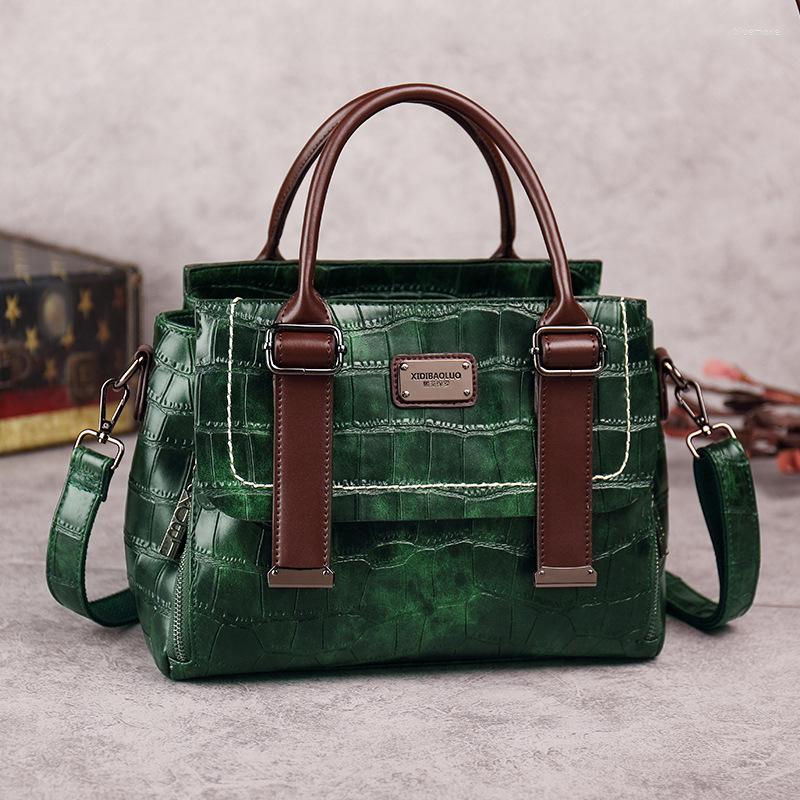 

Shoulder Bags Vintage Stone-Print Wax Oil Leather Messenger Bag For Women Spring Large Capacity PU Handbag Book Pad Wallet Phone Organizer, Burgundy