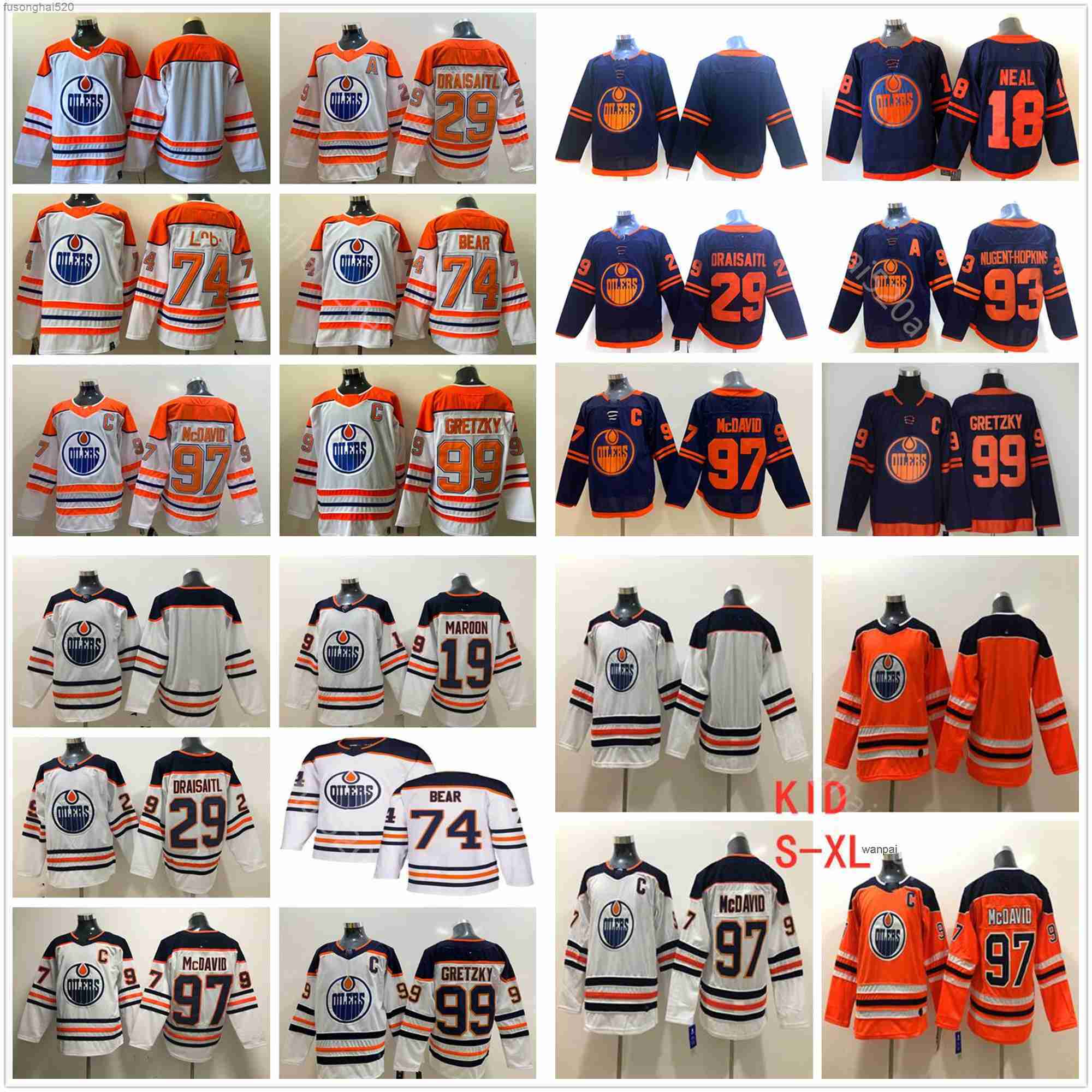 

2023 Mens Kids Edmonton Oilers Jersey 97 Connor McDavid 29 Leon Draisaitl 18 Zach Hyman 93 Ryan Nugent-Hopkins 99 Wayne Gretzky hockey jerseys, Black