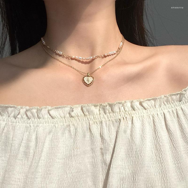 

Choker Vienkim Fashion Retro Girl Love Pendant Pearl Necklace Chocker Clavicle Chain Jewelry For Women Beads 2023 Accessories