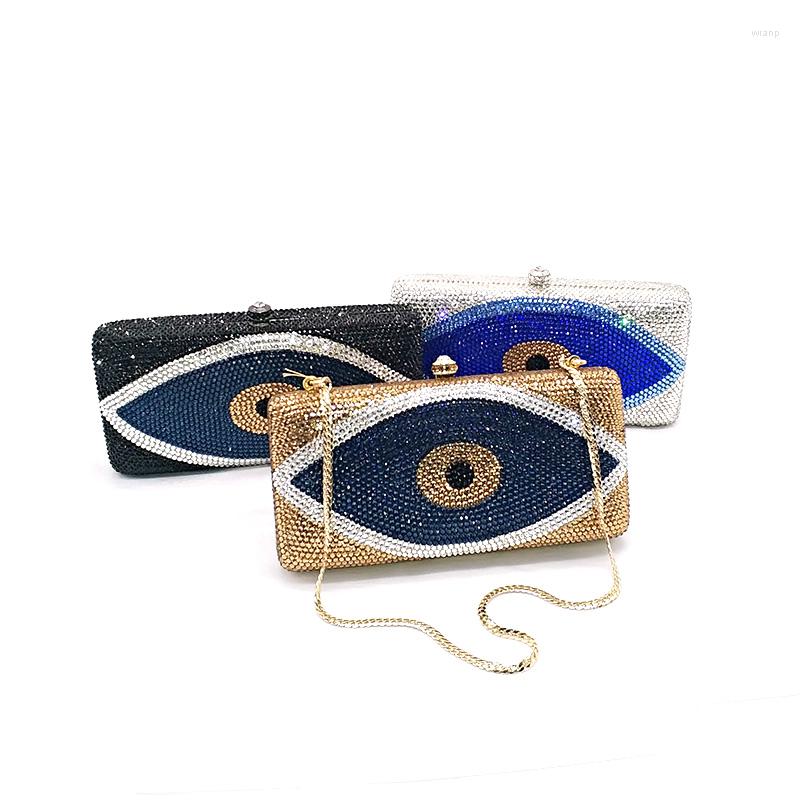 

Evening Bags Fashion Women Party Purses Designer Bridal Wedding Bag Funny Evil Eye Full Crystal Clutches, Color 2