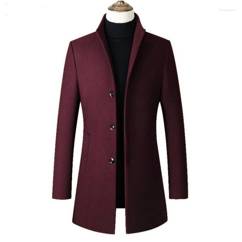 

Men's Wool Men Blend Coat Autumn Winter Fashion Boutique Solid Color Casual Business Men's Long Woolen Coats, Gray