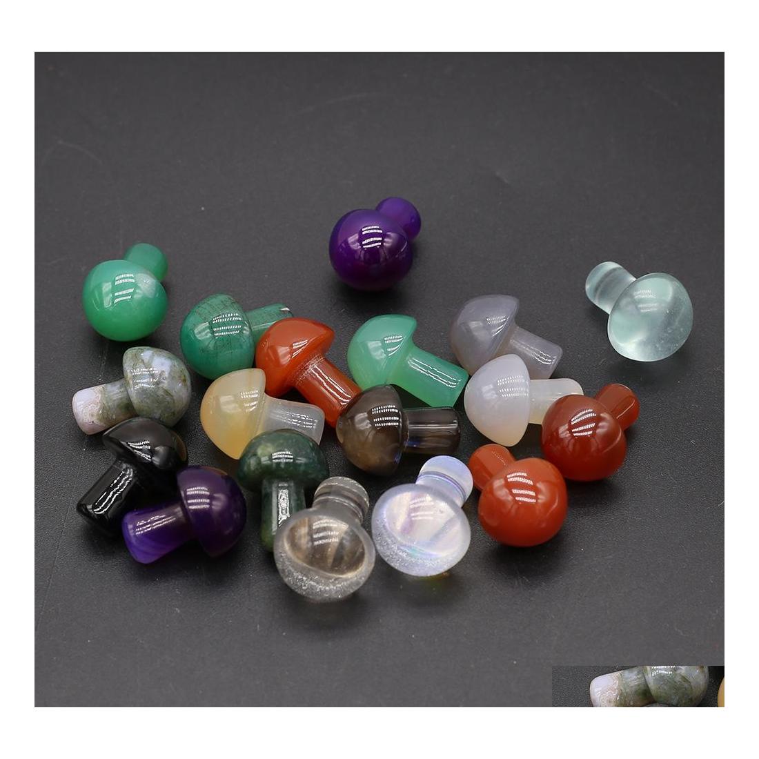 

Stone Fashion Semiprecious Glass Crystal Ornament Mushroom Charm Loose Beads For Plant Decoratio Vipjewel Drop Delivery Jewelry Dhznk