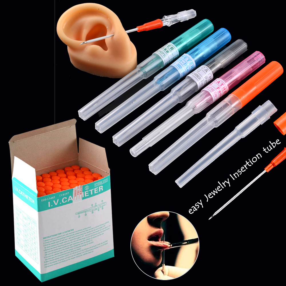 

Navel Bell Button Rings 50PCSBox Sterilised Piercing Needles IV Catheter For Body Tattoo Tool Professional Supplies Kit 230216