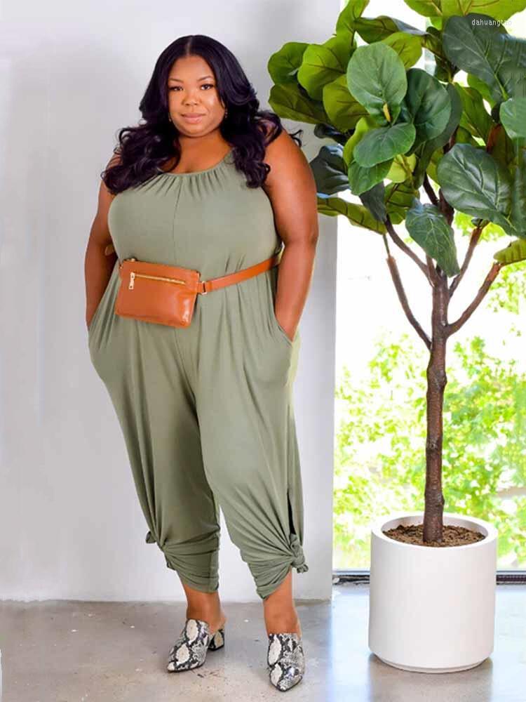 

Pants Women Summer Jumpsuit Plus Size Clothing Streetwear Casual Overalls 3xl 4xl 5xl Jumpsuits Wholesale Bulk Drop, Green