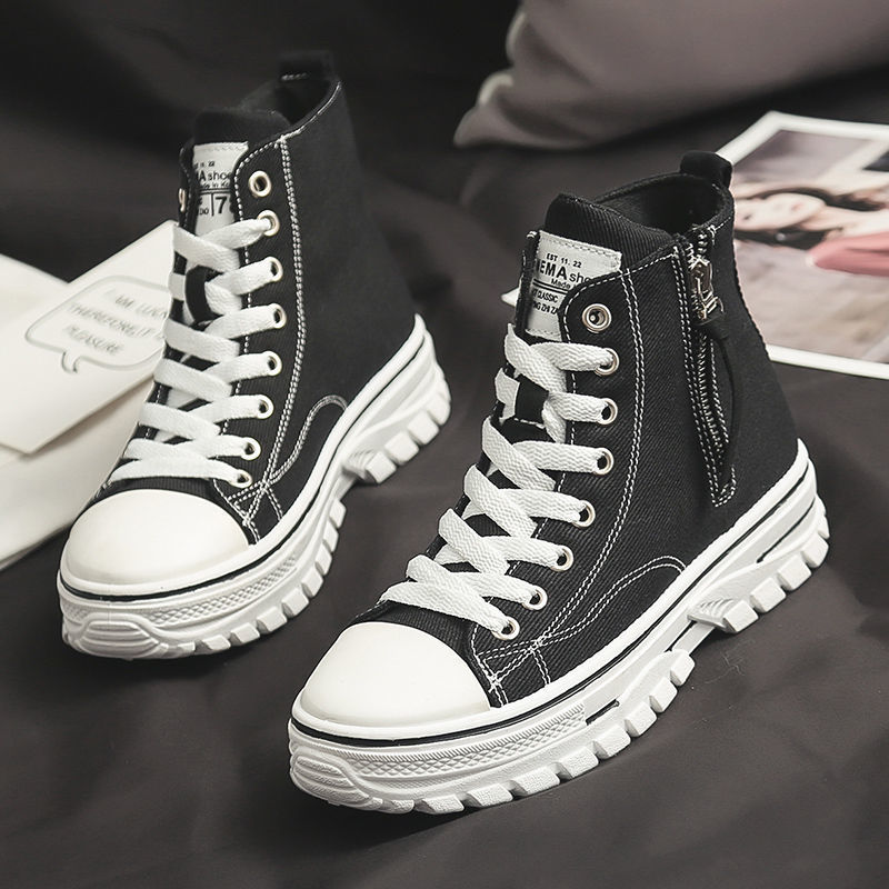 

Dress Shoes Autumn Style Women Casual Platform Sneakers PU Leather Woman High Top White Tenis Feminino A1-204 230217