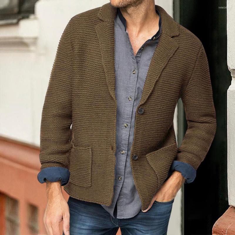 

Men's Sweaters Chic Male Cardigan Turn-down Collar Keep Warm Soft Sweater Coat Boutique Clothing, Black