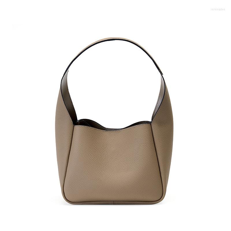 

Evening Bags 2023 Winter Women Genuine Leather Bucket Handbags Underarm Bag Luxury Designer Ladies Commuter Tote Shoulder, Black
