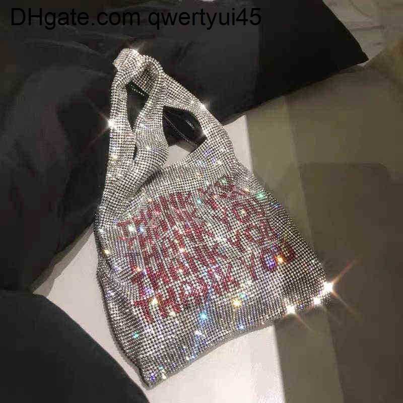 

qwertyui45 Shoulder Bags Thank You Sequins Bags Women Small Tote Bags Crystal Bling Fashion Lady Bucket Handbags Vest Girls Glitter Purses Brand 021723H, Red