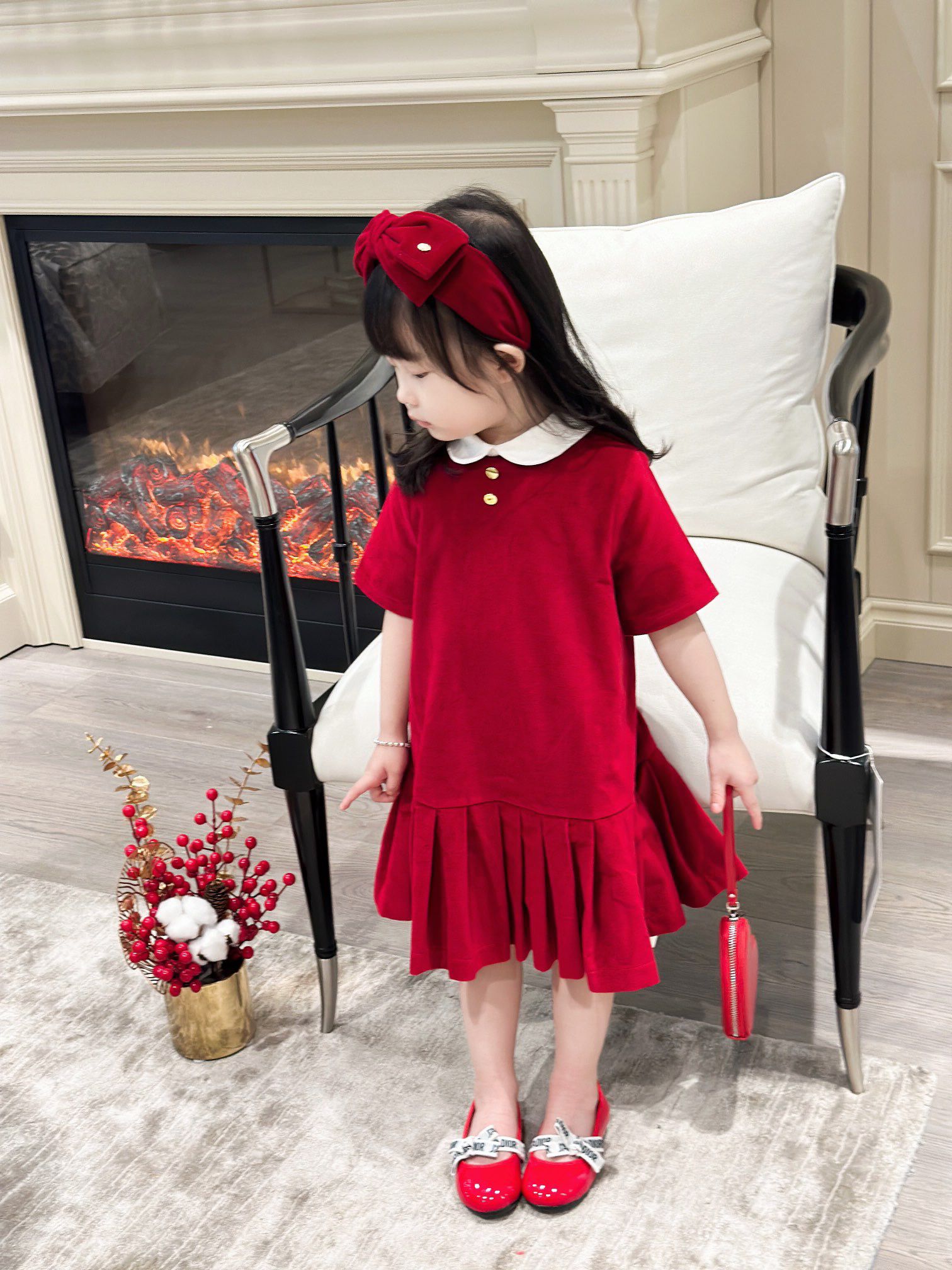 

Toddler Girls Summer Polo Dress Cartoon Embroidery Sport Shirt Dresses Casual Baby Clothes Child Toddler Cotton Cozy Outfit 2-12Y, Red