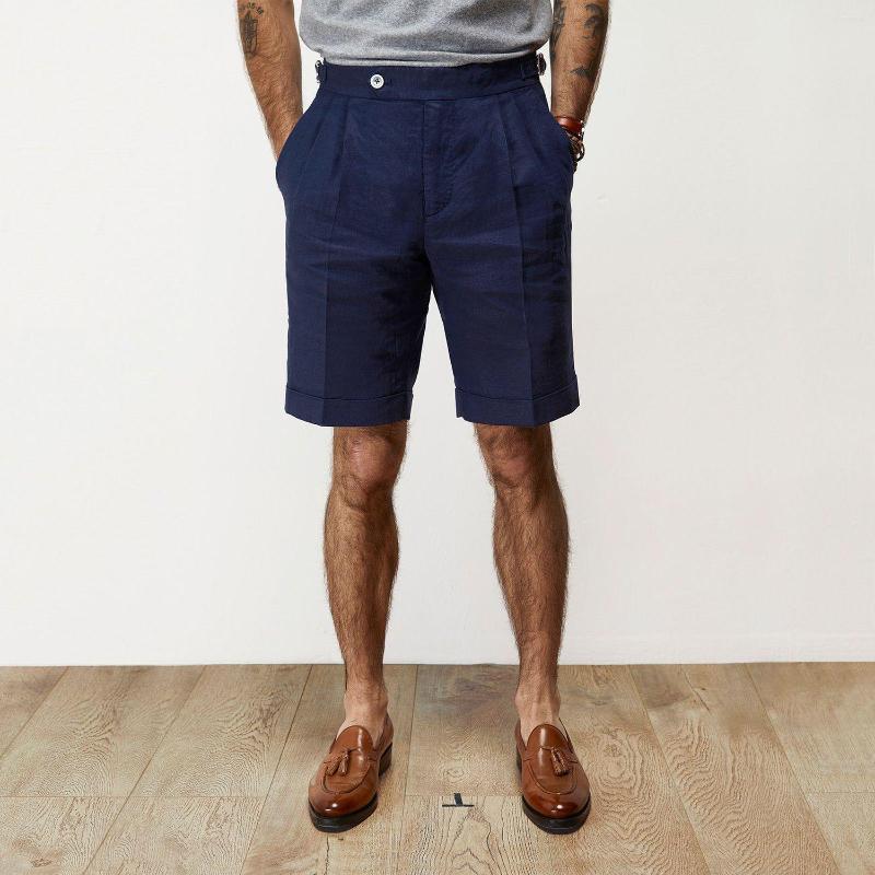 

Men' Shorts 2023 Men' Cotton Linen Summer Casual Breathable Solid Color Short Trousers Fitness Streetwear W02, Dark blue