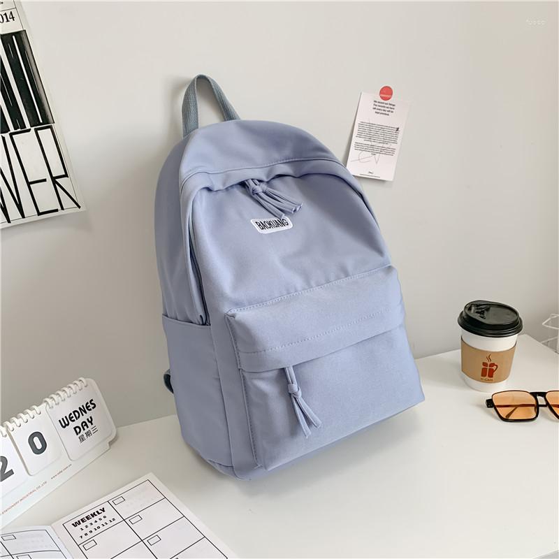 

Backpack Beige School For Teenage Girls Pink Soft Fabric Female Striped Women Bag