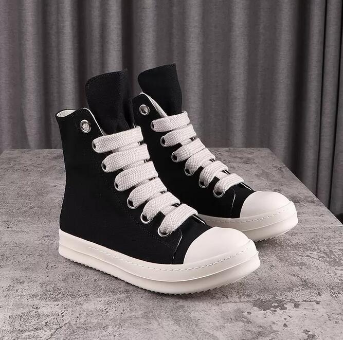 

2023ss Rick high street high boots sneakers casual shoes Rick canvas shoes giant shoes pure black male lace-up rubber female Owens sneakers., Khaki