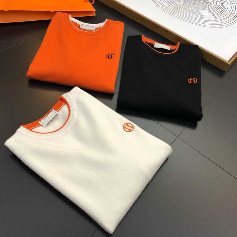 

Winter warm knit shirt men women wool sweater H letter embroidered pullover coat designer sweaters long-sleeved tshirt, White 2