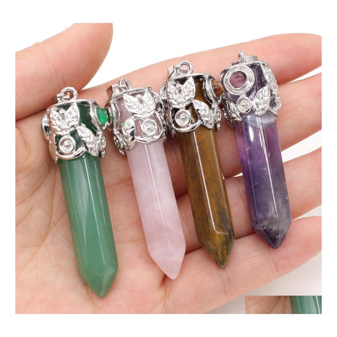 

Charms Natural Stone Chakra Hexagon Shape Pendum Pendant Rose Quartz Healing Reiki Crystal Finding For Diy Necklaces Women Sport1 Dr Dhkjv