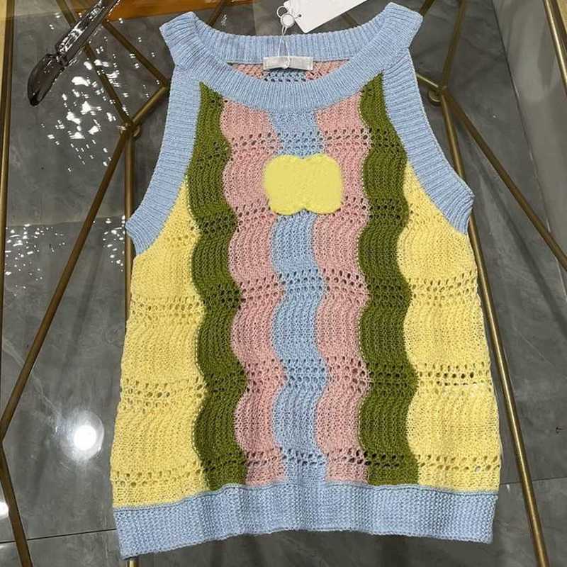 

Women' Tanks & Camis Designer Fashion Women Letters Design Vest Woolen Yarn Colorful Classic Jungle Style Casual Ladies Elastic Tank Top Letter Print Tees 3J4J, Multi
