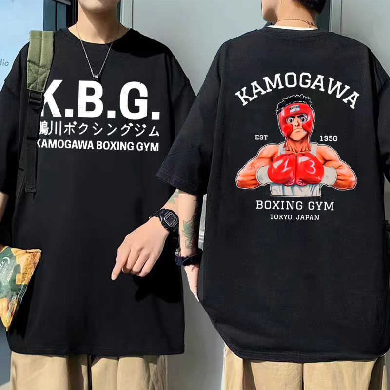 

Men's T-Shirts Anime Hajime No Ippo Kamoga Boxing Gym Double Sided Print T Shirt Manga Makunouchi Takamura KGB Graphic Tshirt Men Streetwear J230217, Red