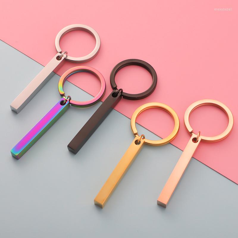 

Keychains Fnixtar 10pcs Strip Bar Keychain Stainless Steel Blank For Stamping Rectangle Metal Key Ring
