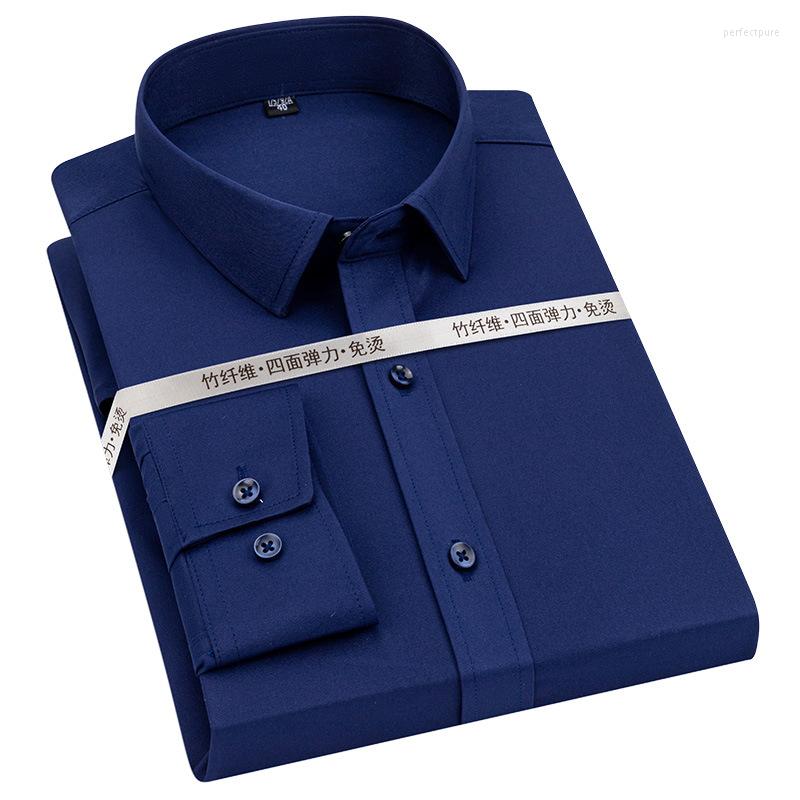 

Men's Casual Shirts Single Pocket & No Pockets Stretch Anti-wrinkle Business Work Long Sleeve Shirt For Men Slim Fit Male Social Formal, Black no pockets