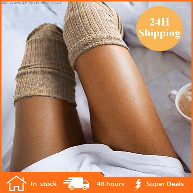 

Sports Socks Women's Stockings Gaiters Striped Long Winter High Warm Over Knee Soft Wool Stocking, Black