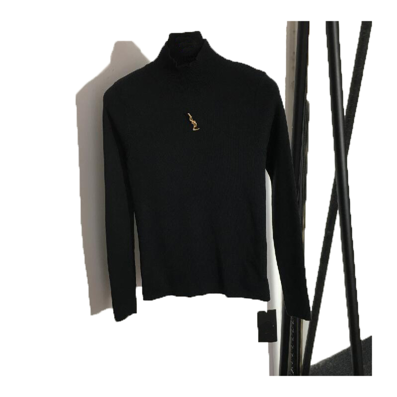 

Womens Knits Sweater Designer High Quality Fashions Knitted Classic Standing Neck Long-Sleeved Sweater High Elastic Women Wear Tees, White