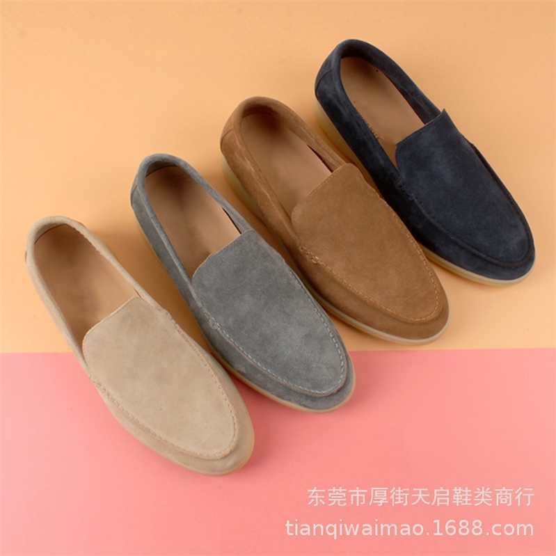 

Italy Original Designer Shoes Rolopiana LP pointy leather single shoes for women in new style pure color cow soles one-footed lovers' loafers casual, Purchase quality imported suede sand