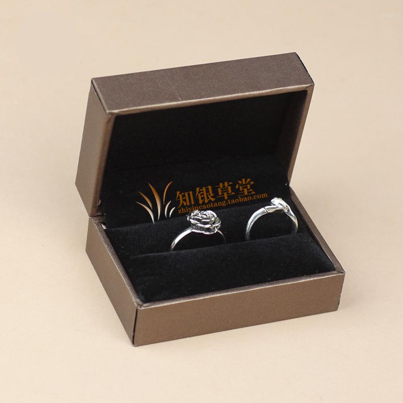 

Jewelry Pouches Wholesale 12pcs Plastic Velvet Double Rings Gift Box Wedding Engagement Bague Leatherette For 2 Display Case