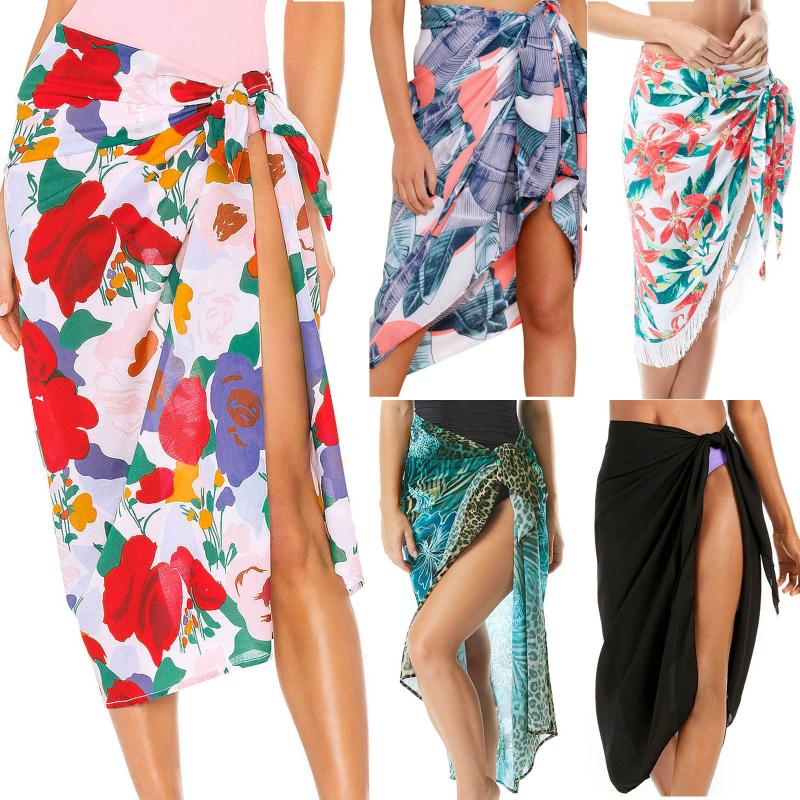 

Women' Swimwear Swimsuit Beach Dress Summer Dresses Printed Bathing Suit Cover Up Mesh Bikini Tunic Cover-ups Wrap Skirt, White