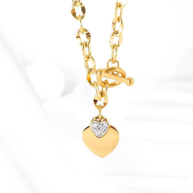

womens love necklace designer ice out chain luxury gold silver women channel jewelry OT buckle titanium steel heart pendant necklaces chrome charm chains party gift