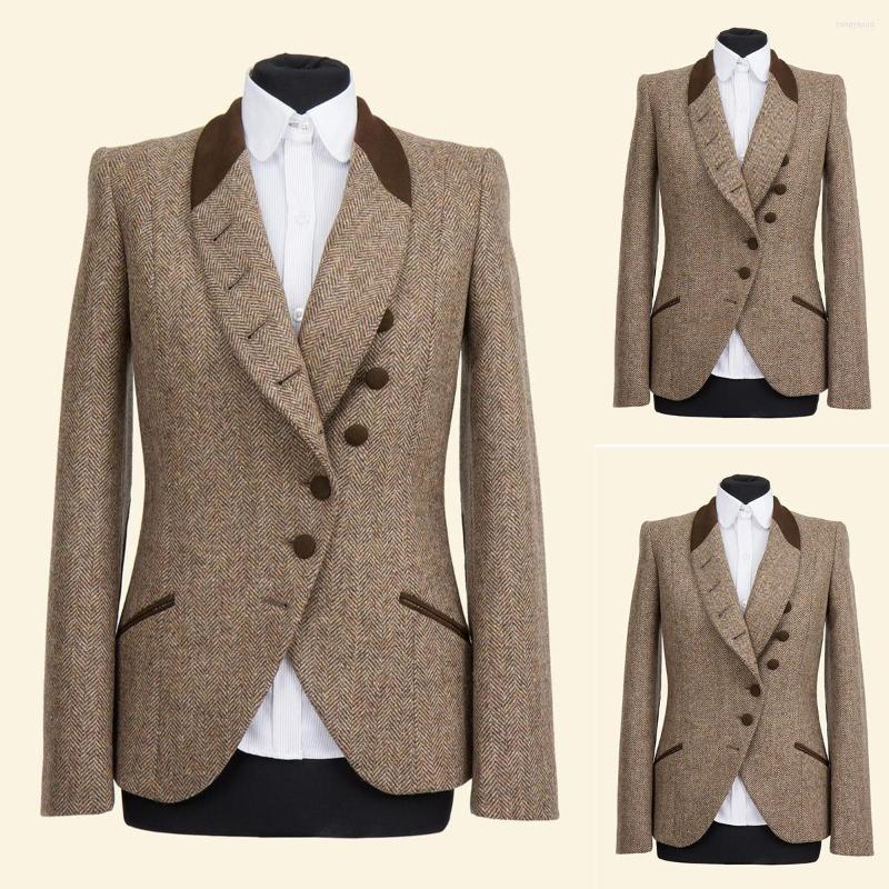 

Men's Suits Herringbone Men Coat One Piece Business Blazer Double Breasted Jacket Warm Slim Wedding Groom Formal Work Party Causal Tailored, Khaki
