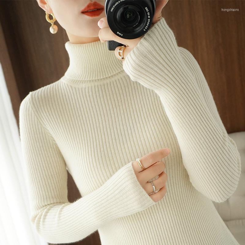 

Women's T Shirts Winter's Slim-fit High-neck Long-sleeved Sweater 2023 Gray, Black